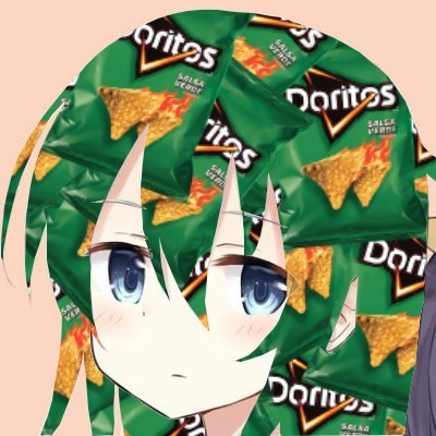 anime girl profile picture with doritos in the hair