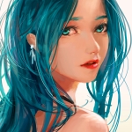 realistic looking blue haired anime girl profile pic