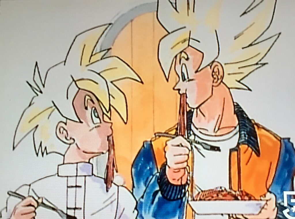 worst anime dads of time goku having a good time with gohan eating ramen